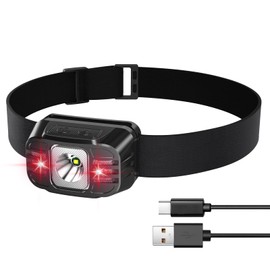 HtdlfdfjieGP LED Headlamp, Pivotable Bright Sensor Headlamps,350 Lumen Ultra-Light Bright USBRechargeable Headlight with White Red Light, Waterproof Motion,7Modes