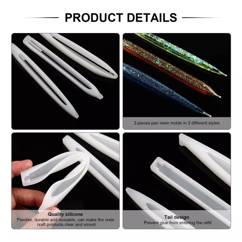 generic 9 Moldes Resina Bolígrafo Moldes De Silicona Para Bolígrafo