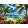 7x5ft Beach Ocean Backdrop – Tropical Palm Tree Summer Photography