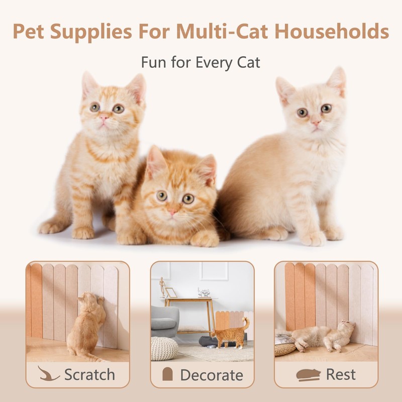 RizzQi Cat Wall Scratcher, 35” Felt Cat Scratch Pad with