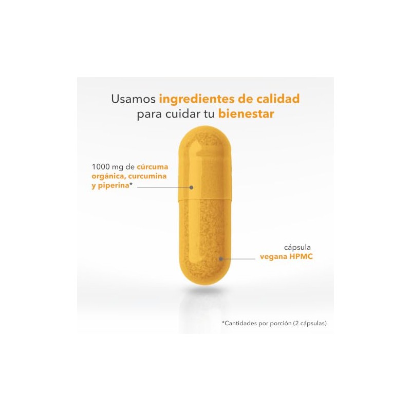 VIZANA NUTRITION | Cúrcuma Organica c/Piperina y Curcumina en Cápsulas