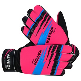 warrior gears Goalkeeper Gloves Kids, Football Goal Keepers Gloves, Goalie Gloves Kids with Double Wrist Protection, Junior Goalkeeper Gloves - For 9-12 Years Kid - Pink, 5