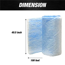 LAUCO Premium Paint Spray Booth Exhaust Filter Roll - 40.5 Inches x 100 Feet - 18 Gram Heavy-Duty Blue Fiberglass Paint Arrestor - Captures Traps Overspray Paint Particles in Autobody Booths