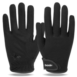 Turbovera Outdoor Durable, Non-Slip Microfibre Riding Gloves for Men and Women - Professional Riding Equipment with Adjustable Strap, Breathable & Soft (Black, S/M)