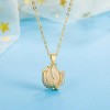 Collar Tulipan Dije Mujer Aretes Largo Juego De Joyeria Lujo