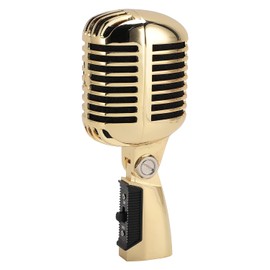 XUMIUZIY Micrófono Vocal Dinámico Vintage,Micrófono Cardioide Unidireccional de Estilo Retro Clásico con Estante Giratorio Autotensor para KTV,Actuaciones en Escenario,Estudios de