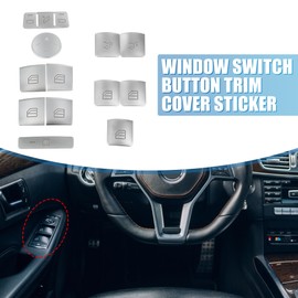X AUTOHAUX Window Switch Button Trim Cover Sticker Interior Door Armrest Window Lift Switch Cover for Benz a B Class 13-17 Chrome Silver Tone (Set of 14)