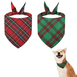 Christmas Dog Bandanas for Christmas Holidays Cat Bandana Christmas Bandanas for Dogs Cats Pet Bandanas for Dogs Red Green Scarf Xmas Plaid Dog Bandana Scarf for Large Dogs Tassels Scarfs