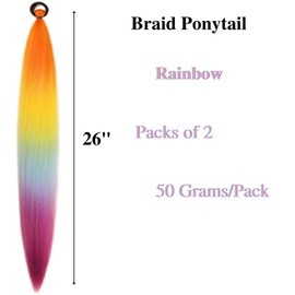 Braid Ponytail Extension with Elastic Tie Rainbow Braiding Hair Ponytail Braid in Hair Extensions Rave Hair Accessories