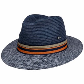 Lipodo Corinaldo Bogart Straw Hat, Multicoloured, Made in Italy, Men's Spring Summer Airy Sun Hat, Dark Blue, XL (60-61 cm)