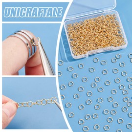 PH PandaHall 500Pcs 6mm Golden Stainless Steel Jump Rings Open Jump Rings Connector Jewelry Findings for Jewelry Making& Craft Projects and Necklace Repair