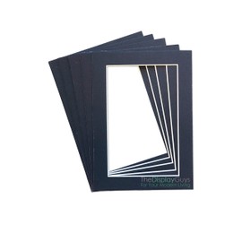 The Display Guys 5x7 Pack of 25 Textured Dignity Blue Picture Photo Matting Mat Boards + Backing Boards + Clear Plastic Bags Complete Set