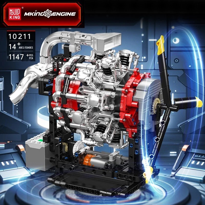 Mould King 10211 Radial Aircraft Engine Motor Model That Runs