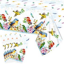 Ywediim 4 Pack Bird Party Supplies Rectangular Table Cover, for Bird Theme Baby Shower Summer Tea Party Decorations 54 x 86 Inch