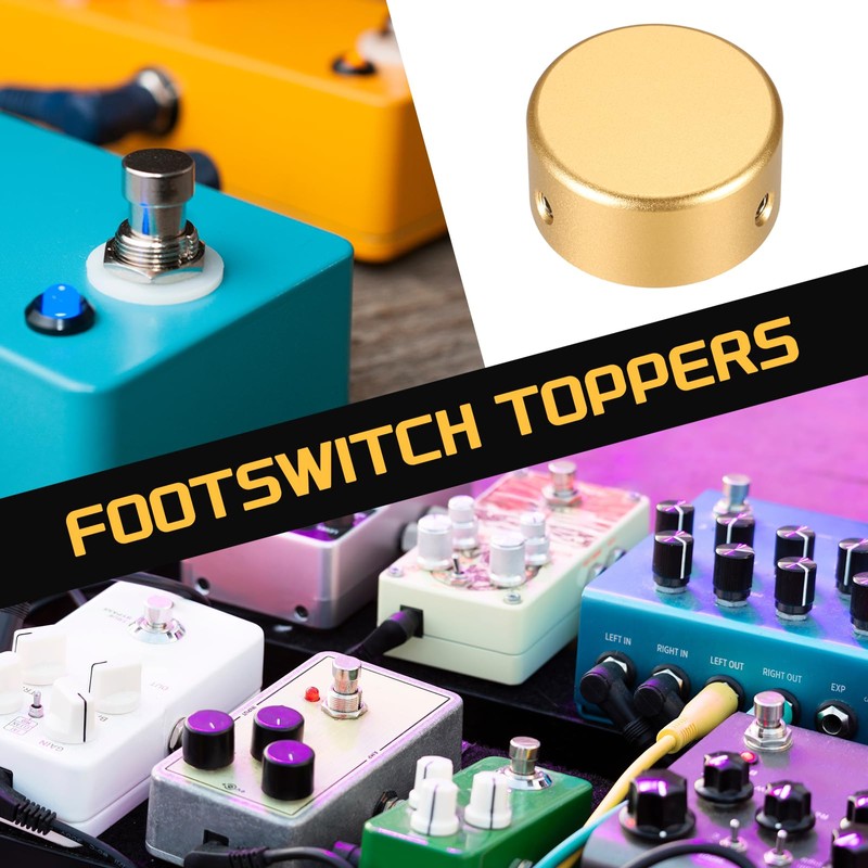 MECCANIXITY 6 Pcs Footswitch Toppers Guitar Pedal Button Caps Metal