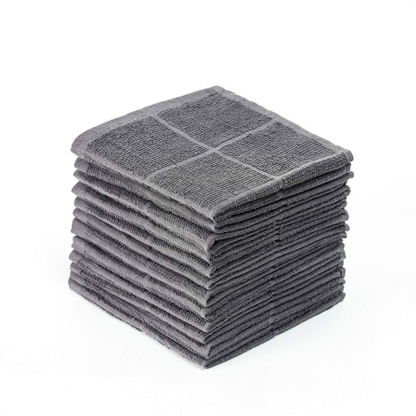 Glynniss Dishcloths Kitchen Highly Absorbent Dish Rags 100% Cotton Dish Cloths for Washing Dishes, Cleaning (12pcs Gray)
