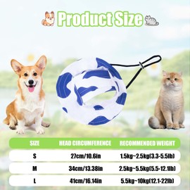 Dog Sun Hat,1PC Adjustable Princess Dog Bucket Hat with Ear Holes,Round Brim Dogs Visor Cap Pet Fisherman Hats for Pupies Small Dogs Cat Outdoor Sport (Blue White, M)