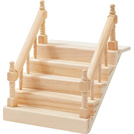 HobbyFun Miniature Stairs with Handrail Wooden Item Type Miniature Width 10.5 cm Height 6.1 cm Length 12.2 cm Season Number Plate Winter