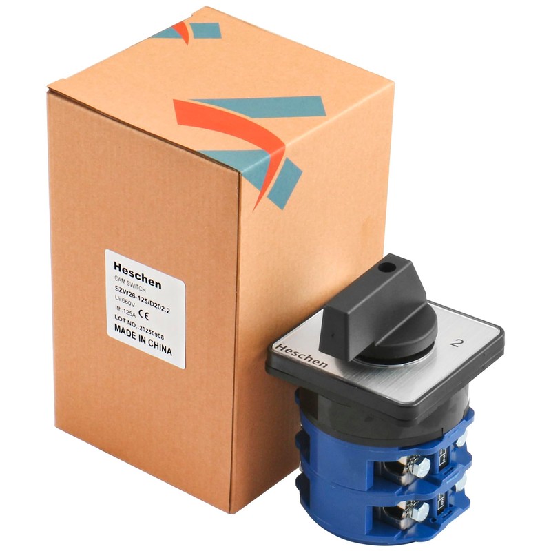 Heschen Universal Rotary Cam Selector Changeover Switch, SZW26-125/D202.2, 660V 125A,
