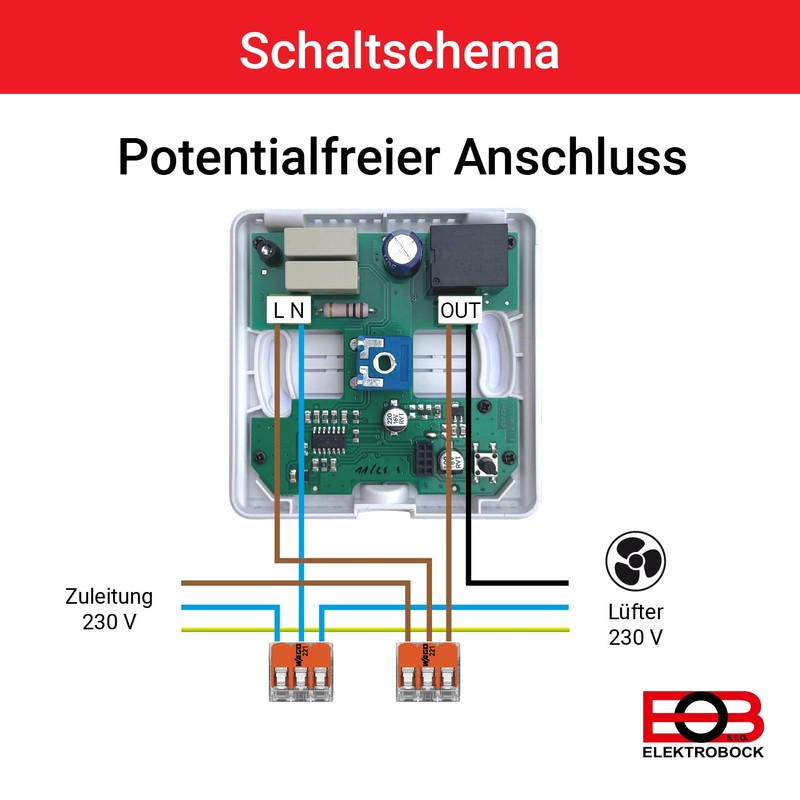 ELEKTROBOCK SN130 Humidity Sensor for Automatic Fan Control | Bathroom,