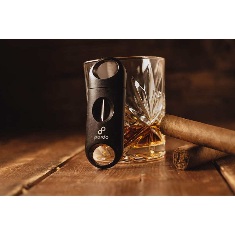Pardo Cigar V-Cut Cigar Cutter, Black, Wedge Cut, Easy to