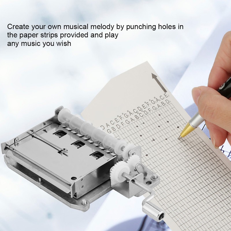 DIY 30 Note Tape Hand Crank Music Box Movement Hole