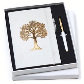 Veway Premium Tree of Life Journal and Pen Set for Women (Breathe) | 224-Page Hardcover Notebook, Elegant Gift Box & Refillable Gold Pen | A5 Aesthetic Writing Journal & Inspirational Gift