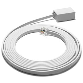 RetailAndBulk 8 Feet Phone Extension Cord for Landline Telephones • High End Quality RJ11 Phone Cable • Pure Copper • 50 Micron Gold Contacts • Strong Thick Outer Jacket (White, 8 FT)