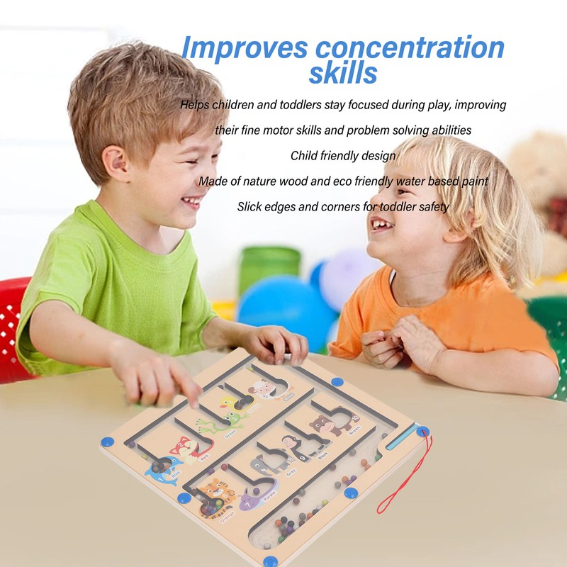 Magnetic Color and Number Maze Board Early Education Wooden Matching
