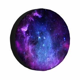 MIYASANG Galaxy Spare Tire Cover Blue Purple Nebula and Stars Cosmic Weatherproof Universal Wheel Protectors Camper Tire Covers for Trailer Rv Travel(17 inch)