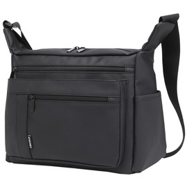 CHUULII Men's Shoulder Bag, Crossbody Bag, Large Capacity, 11 Pockets, Organization, A4 File, Wide, Shoulder Bag, One Shoulder Bag, Lightweight, Commute, Overnight Travel, Black