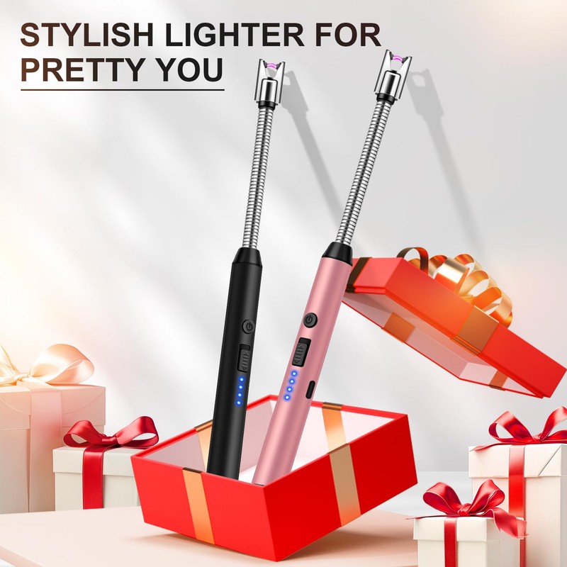 Upgraded 2 Pack Electric Candle Lighter with 360° Flexible Neck