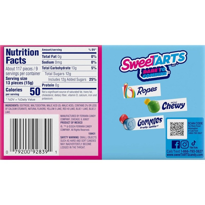 Sweetarts Original Candy Theater Box, 5 Ounce One Box
