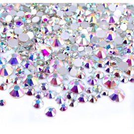 LOVEKITTY TM - 5000 Pieces 2mm - 6mm Glass Crystal AB Round Mixed Flatback Rhinestones Gems Mixed Sizes Wholesale Lot Bulk/Nail Art