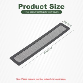 YOKIVE 4 Pcs Floor Vent Covers, Sticky Floor Register Cover PVC Mesh Air Vent Screen Filters, Great for Home Floor, Wall, Ceiling, Catch Debris Hair Dust (Black, 10-Inch x 2-Inch)