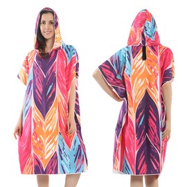 Poncho de Playa, Toalla de Playa con Capucha, Poncho de Surf de Microfibra | Albornoz de Playa de Secado Rápido, Albornoz de Terciopelo de Doble Cara 
