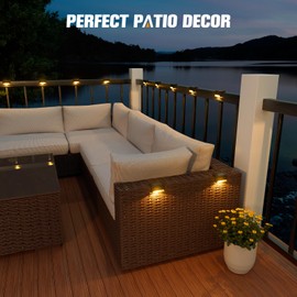 APONUO Solar Deck Lights 24 Pack Black, Solar Lights Outdoor Waterproof for Step, Fence, Patio, Stairs,Garden and Pathway(Warm White)