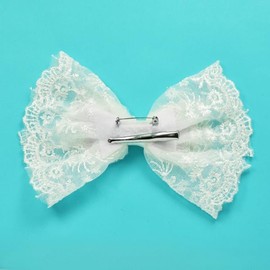 Expo International Lace Double Bow Brooch and Hairclip Hair Accessory, White