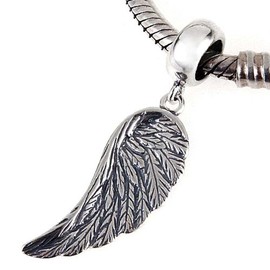 Angel Wing Charms 925 Sterling Silver Feather Pendant Dangel Christian Charm for DIY Charms Bracelet