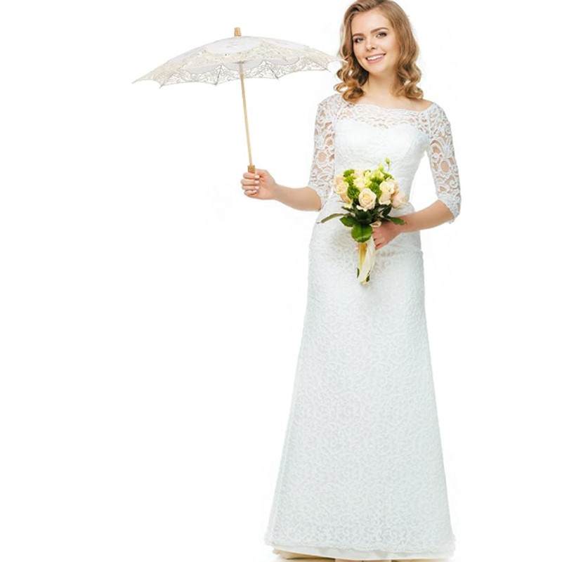 Lace Parasol Umbrella Wedding Bridal Lace Umbrella Decorative Embroidery Flower