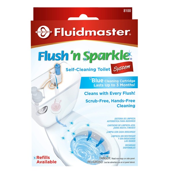 Fluidmaster 8100 Flush 'n Sparkle Automatic Toilet Bowl Cleaning System with Blue Cartridge
