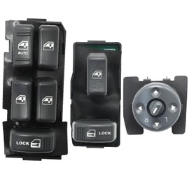 Hoypeyfiy 3Pcs 15151360 Driver & Passenger Side Master Power Window Switch and Mirror Switch Replacement for Chevy C1500 Suburban 1995 1996 1997 1998 1999 Replaces 19244658 15009690