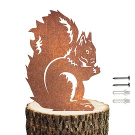 Reagia Rusty Silhouette Squirrel Stake Metal Cute Squirrel Figure Garden Decorative Stakes Outdoor Garden Animal Yard Decoration Garden Ornament