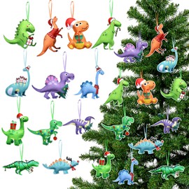 Large Dinosaur Christmas Ornaments for Kids 6'' Felt Dinosaur Hanging Ornament Cute Christmas Tree Decor Dinosaur Ornament for Holiday Dinosaur Themed Birthday Party Xmas Favors (12 Pcs)