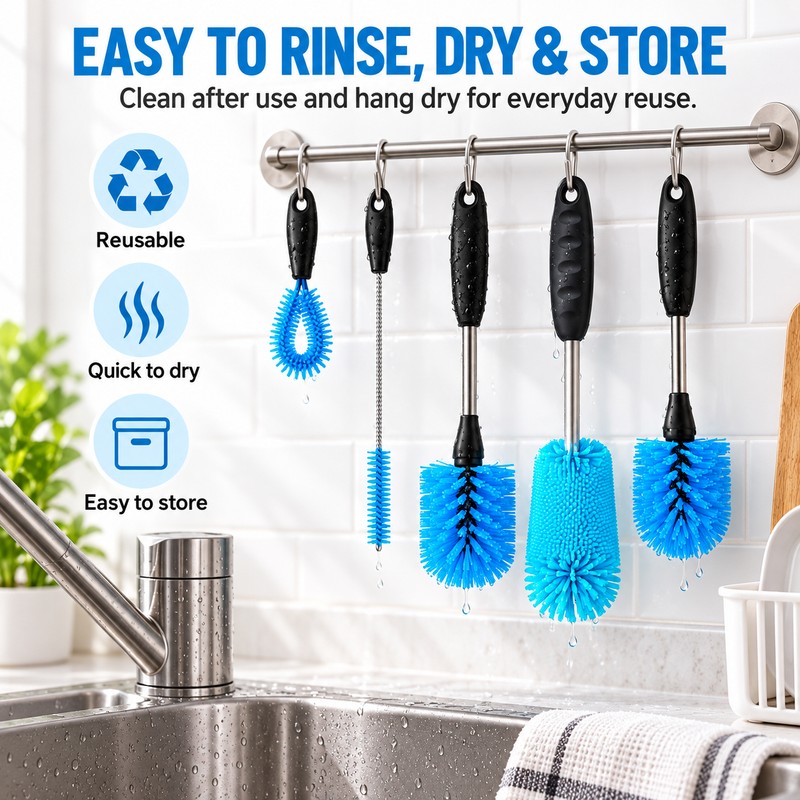 Bottle Cleaning Brush Set for Water Bottles – Stainless Steel