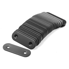 TOPPROS Pack of 30 Flat Corner Brace Plates Metal Joining Plates Connector Repair Bracket with Fixing Screws,(2 inchx0.6x0.08 inch), 2 Holes,Stainless Steel, Black