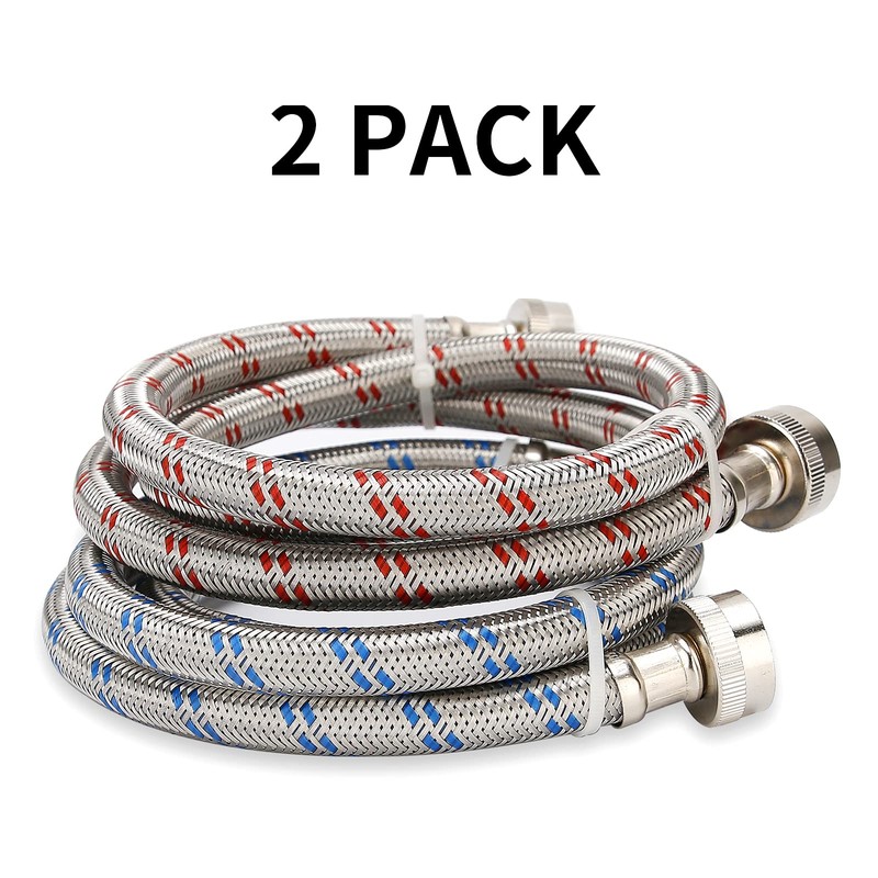 Watflow Stainless Steel Washing Machine Hoses, Burst Proof Hot and