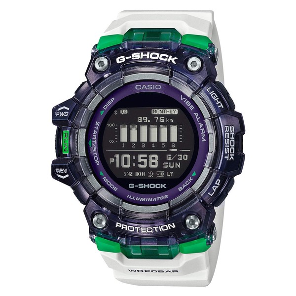 Casio G-SQUAD GBD-100 Series Watch, Limited Model / White x Green, Wristband