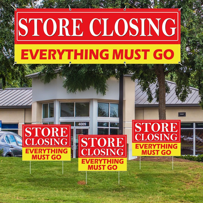 Fiwochic 4 Pcs Store Closing Everything Must Go Banner Signs