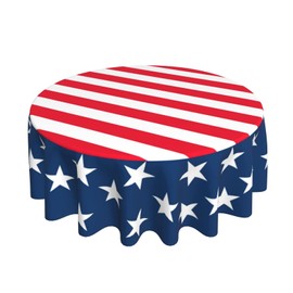 aportt 4th of July Round Tablecloth 60 Inches Patriotic Table Cloth Washable Water Resistant Wrinkle Free Stain Resistant Table Cover